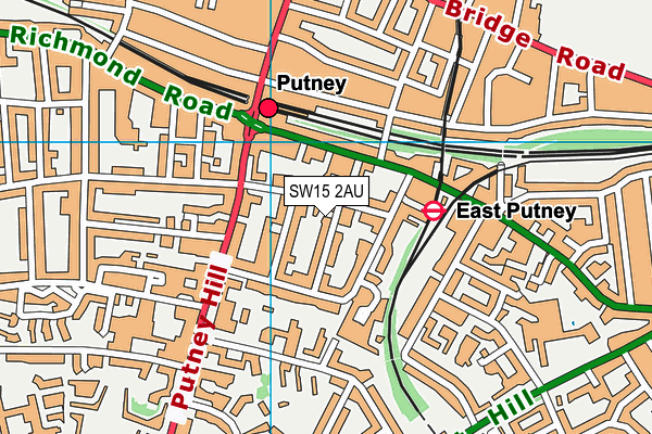 SW15 2AU map - OS VectorMap District (Ordnance Survey)