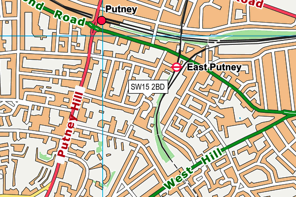 SW15 2BD map - OS VectorMap District (Ordnance Survey)