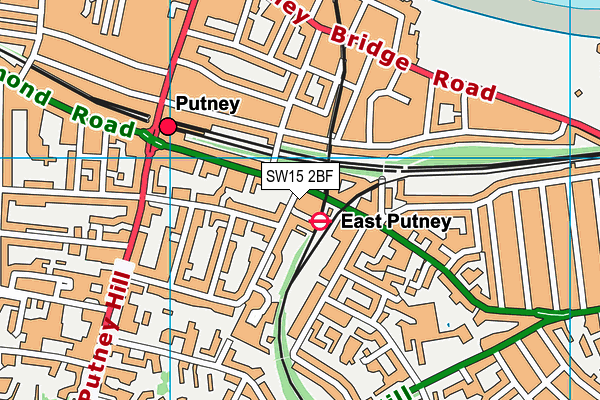 SW15 2BF map - OS VectorMap District (Ordnance Survey)