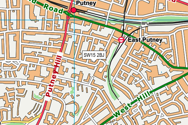 SW15 2BJ map - OS VectorMap District (Ordnance Survey)