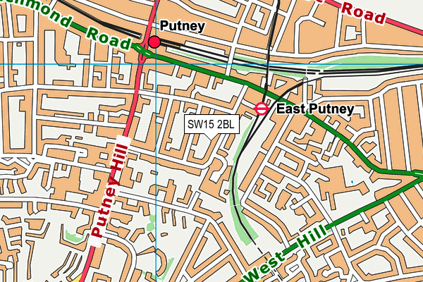 SW15 2BL map - OS VectorMap District (Ordnance Survey)