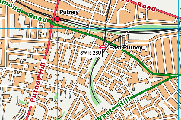 SW15 2BU map - OS VectorMap District (Ordnance Survey)