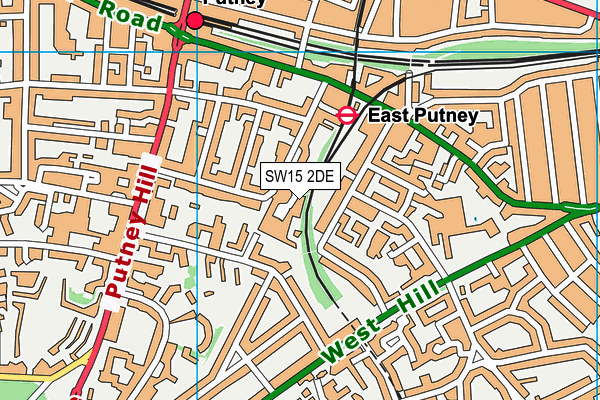 SW15 2DE map - OS VectorMap District (Ordnance Survey)