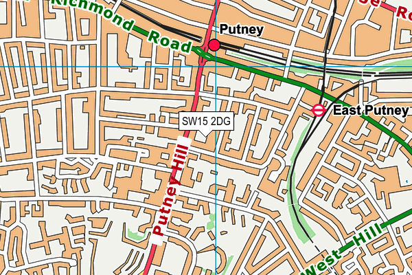 SW15 2DG map - OS VectorMap District (Ordnance Survey)