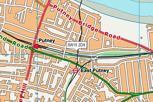 SW15 2DX map - OS VectorMap District (Ordnance Survey)