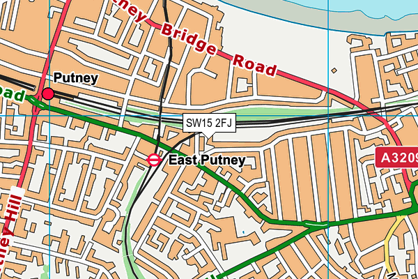 SW15 2FJ map - OS VectorMap District (Ordnance Survey)