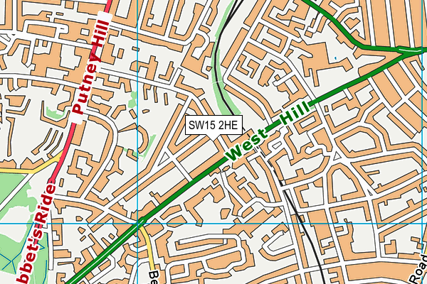 SW15 2HE map - OS VectorMap District (Ordnance Survey)