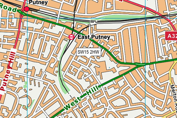 SW15 2HW map - OS VectorMap District (Ordnance Survey)