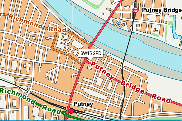 SW15 2PD map - OS VectorMap District (Ordnance Survey)