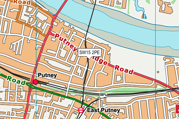 SW15 2PE map - OS VectorMap District (Ordnance Survey)