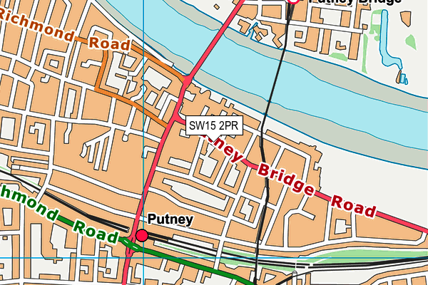 SW15 2PR map - OS VectorMap District (Ordnance Survey)