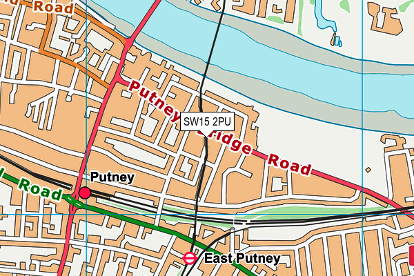 SW15 2PU map - OS VectorMap District (Ordnance Survey)