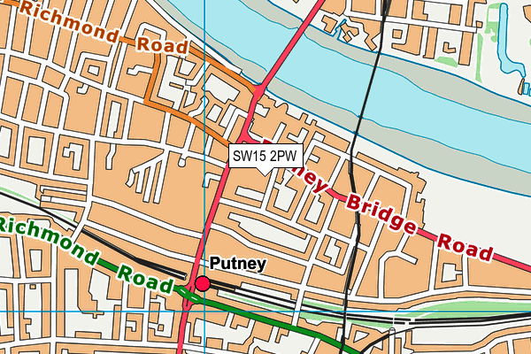 SW15 2PW map - OS VectorMap District (Ordnance Survey)