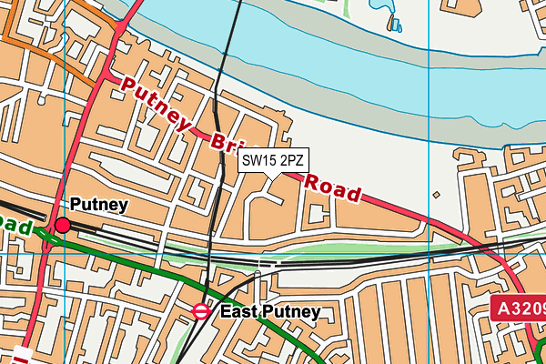 SW15 2PZ map - OS VectorMap District (Ordnance Survey)