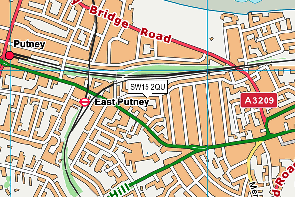 SW15 2QU map - OS VectorMap District (Ordnance Survey)