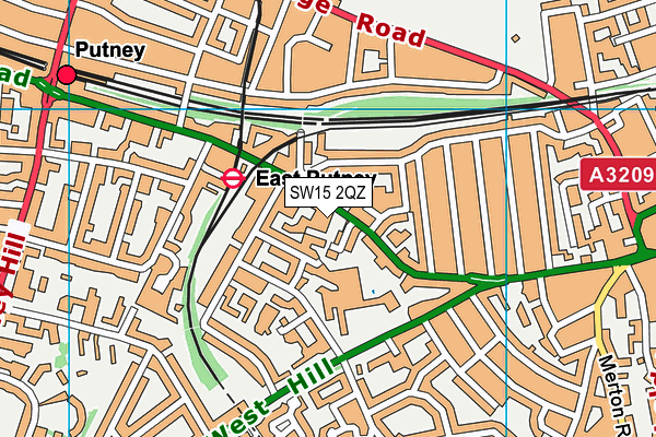 SW15 2QZ map - OS VectorMap District (Ordnance Survey)