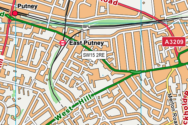 SW15 2RE map - OS VectorMap District (Ordnance Survey)