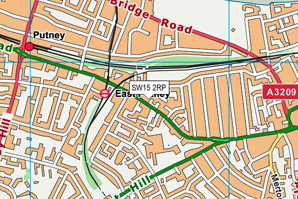 SW15 2RP map - OS VectorMap District (Ordnance Survey)