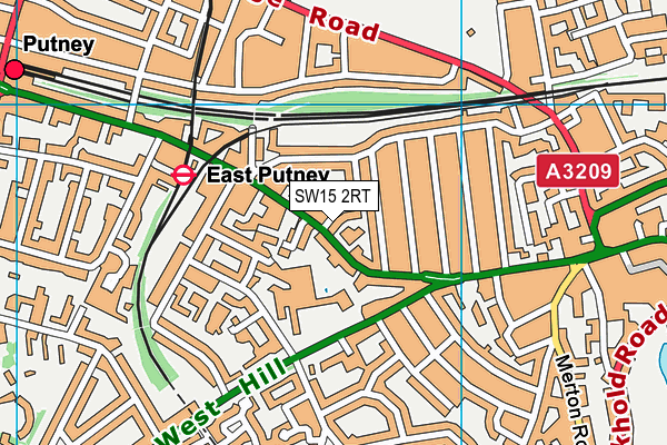 SW15 2RT map - OS VectorMap District (Ordnance Survey)