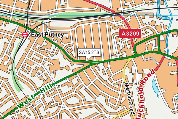 SW15 2TS map - OS VectorMap District (Ordnance Survey)