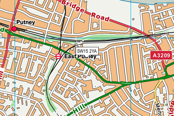 SW15 2YA map - OS VectorMap District (Ordnance Survey)