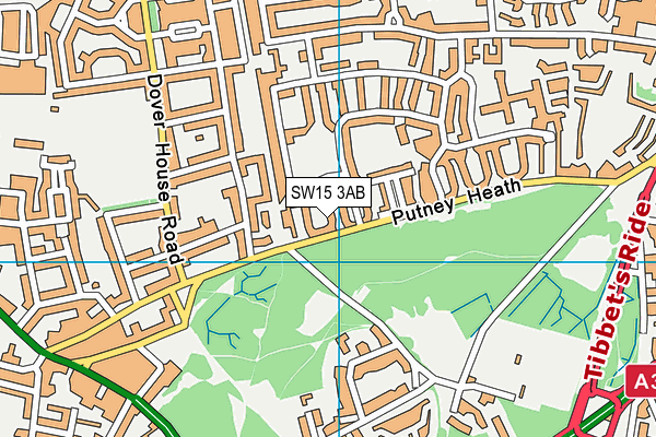 SW15 3AB map - OS VectorMap District (Ordnance Survey)