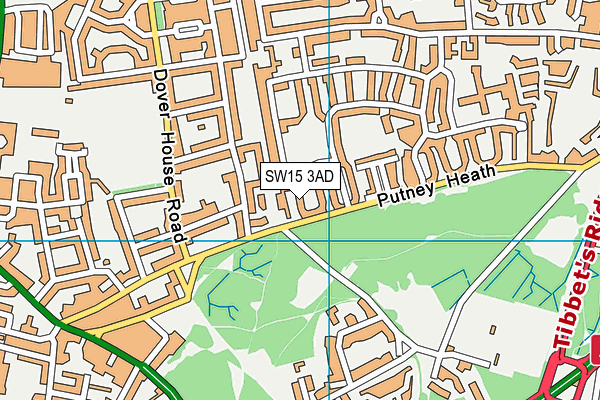 SW15 3AD map - OS VectorMap District (Ordnance Survey)