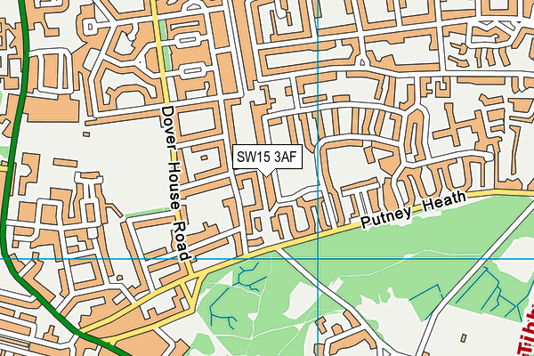 SW15 3AF map - OS VectorMap District (Ordnance Survey)