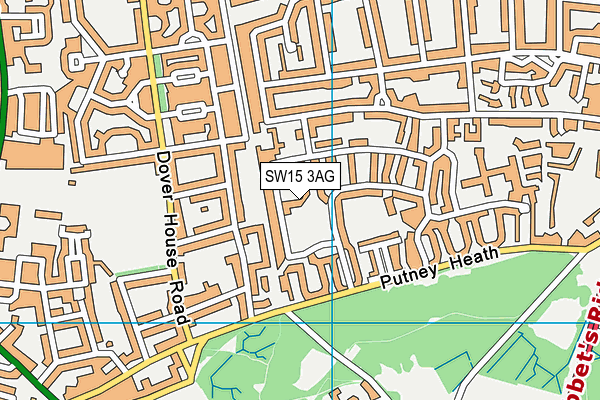 SW15 3AG map - OS VectorMap District (Ordnance Survey)