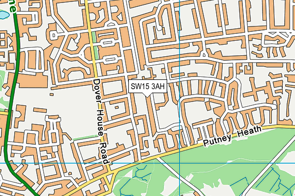 SW15 3AH map - OS VectorMap District (Ordnance Survey)