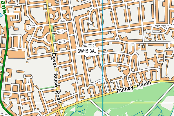 SW15 3AJ map - OS VectorMap District (Ordnance Survey)