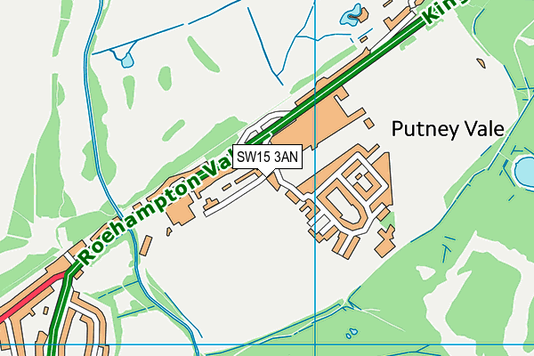SW15 3AN map - OS VectorMap District (Ordnance Survey)