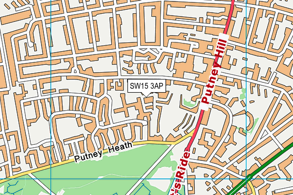 SW15 3AP map - OS VectorMap District (Ordnance Survey)