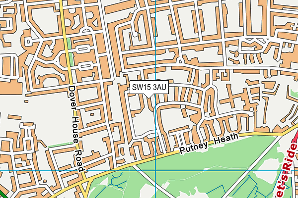 SW15 3AU map - OS VectorMap District (Ordnance Survey)
