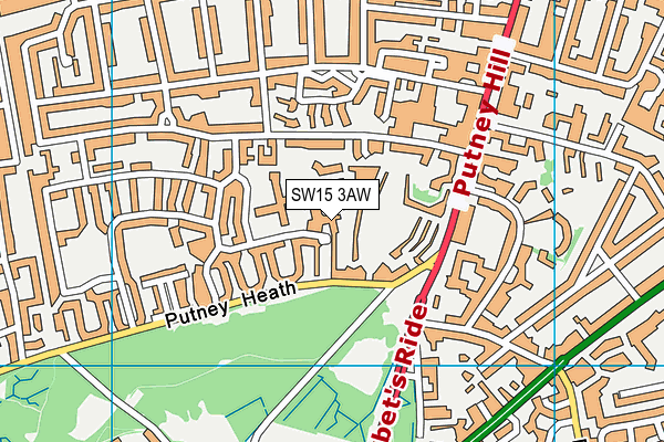 SW15 3AW map - OS VectorMap District (Ordnance Survey)