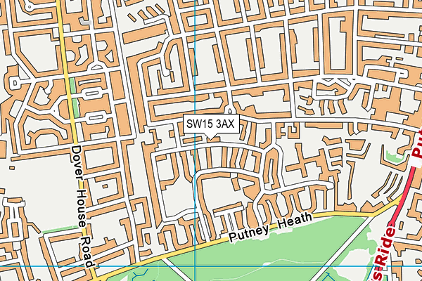 SW15 3AX map - OS VectorMap District (Ordnance Survey)