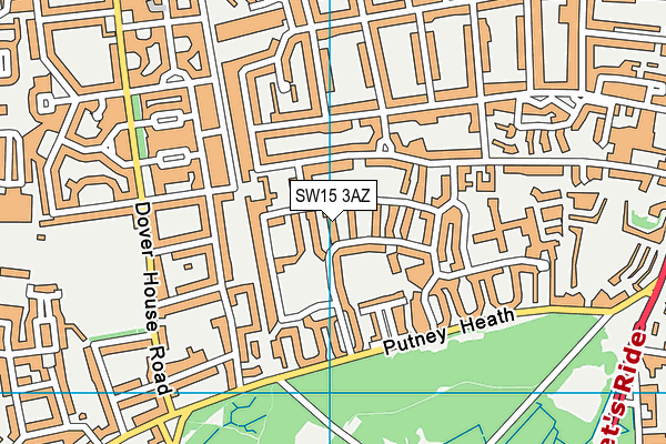 SW15 3AZ map - OS VectorMap District (Ordnance Survey)