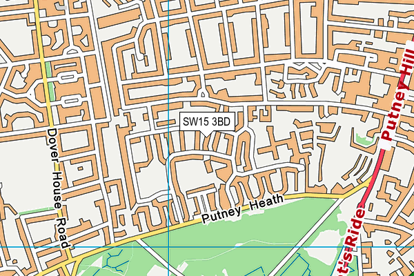 SW15 3BD map - OS VectorMap District (Ordnance Survey)