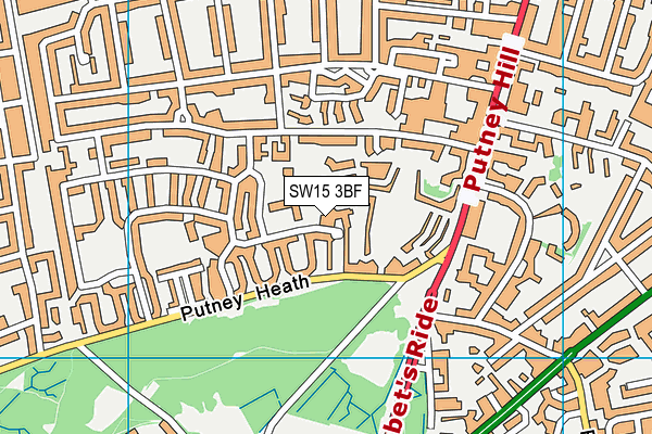 SW15 3BF map - OS VectorMap District (Ordnance Survey)