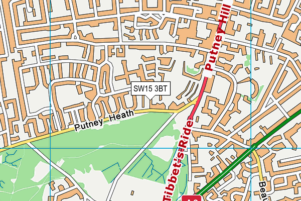 SW15 3BT map - OS VectorMap District (Ordnance Survey)