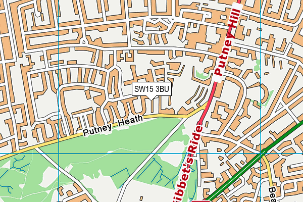 SW15 3BU map - OS VectorMap District (Ordnance Survey)