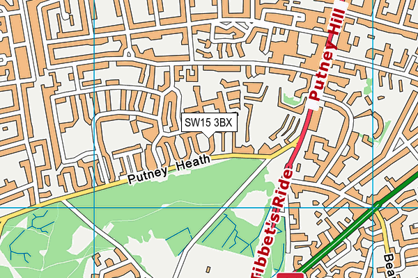 SW15 3BX map - OS VectorMap District (Ordnance Survey)