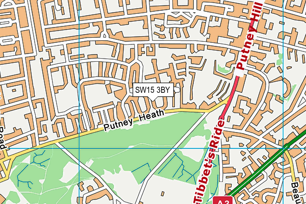 SW15 3BY map - OS VectorMap District (Ordnance Survey)