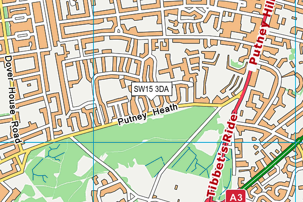 SW15 3DA map - OS VectorMap District (Ordnance Survey)