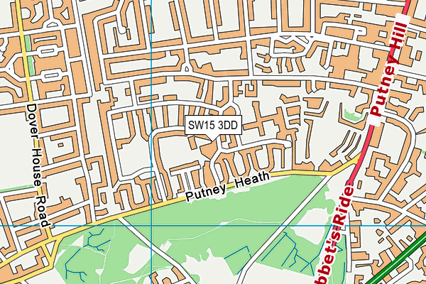 SW15 3DD map - OS VectorMap District (Ordnance Survey)