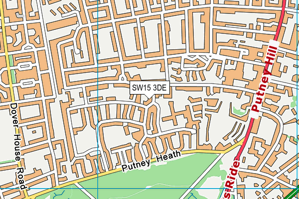 SW15 3DE map - OS VectorMap District (Ordnance Survey)