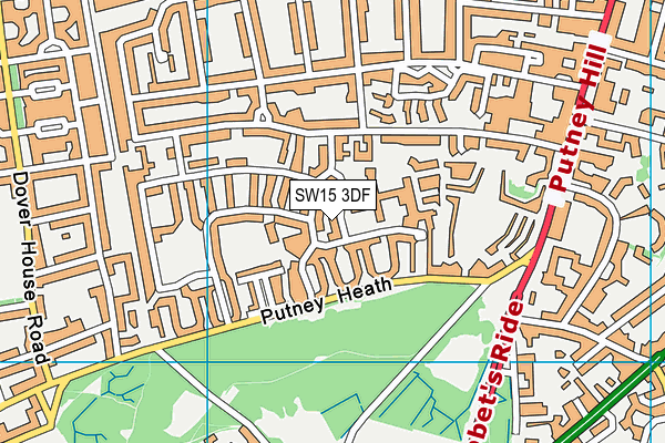 SW15 3DF map - OS VectorMap District (Ordnance Survey)