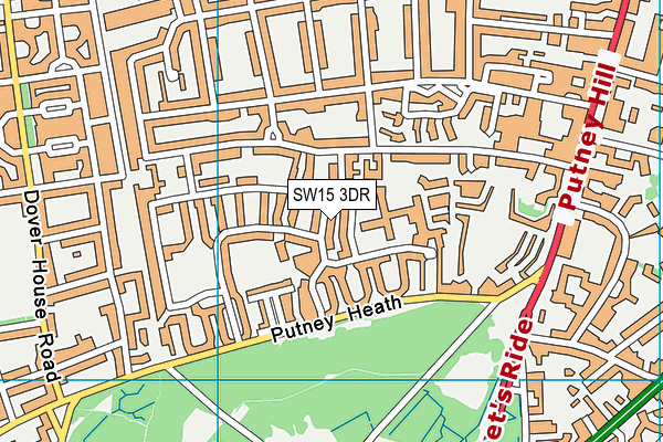 SW15 3DR map - OS VectorMap District (Ordnance Survey)