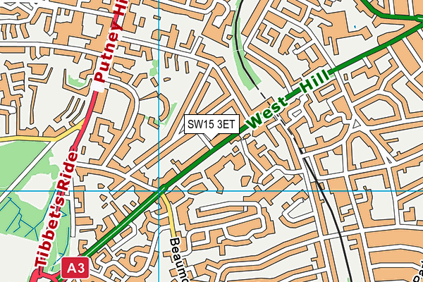 SW15 3ET map - OS VectorMap District (Ordnance Survey)