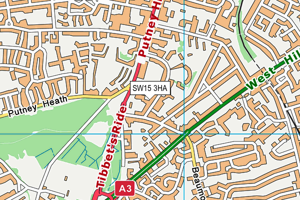 SW15 3HA map - OS VectorMap District (Ordnance Survey)